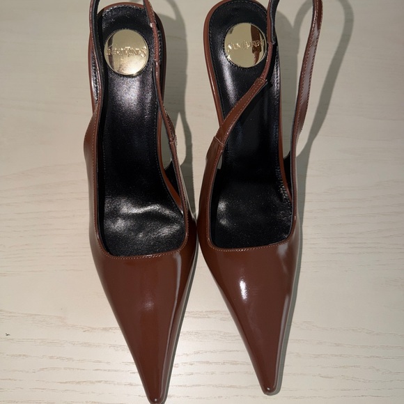 Saint Laurent Chocolate Brown Slingback Heels - Picture 5 of 10